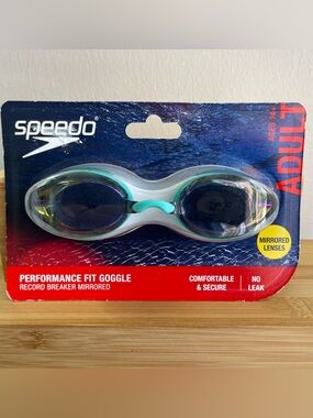 Speedo Teal and White Mirrored Swim Goggles